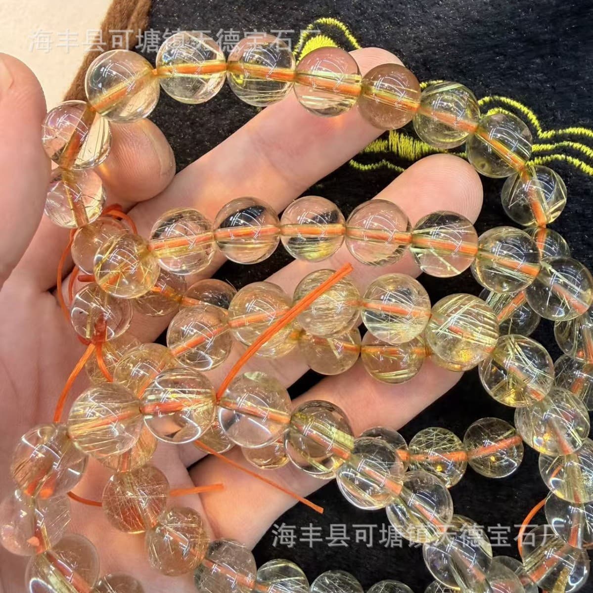 Brazilian blonde crystal bracelet, natural colorless wax, original color crystal, ice-transparent, no cotton, no cracks, completely clean and clear hair