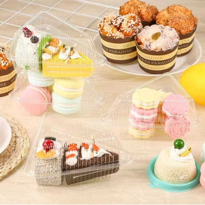 Sandwich blister packaging box Triangular mousse baking packaging box Transparent plastic Western pastry layer cake box
