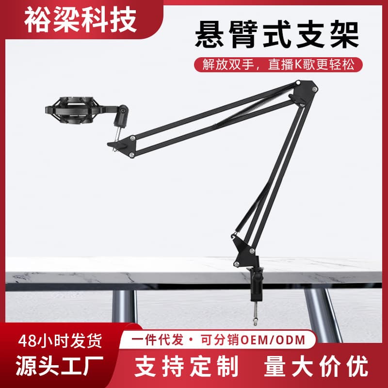 Desktop Cantilever Microphone Stand for Streamers, Compatible with Condenser Mics, Foldable and Omnidirectional