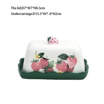 Modern Minimalist Strawberry Ceramic Creative Home Tableware Set Cream Box Butter Dish Cheese Board Dinner Plate Salt and Pepper Shakers