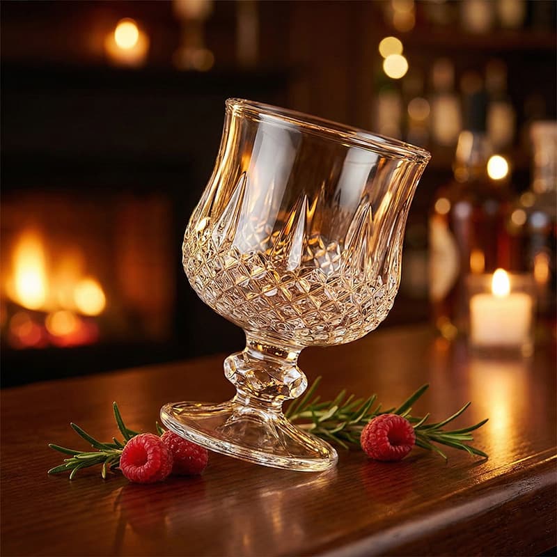 Mini Stemmed White Wine Glass Vintage Embossed Diamond One Liang Cup Small Fruit Wine Glass Butterfly Aromatherapy Candle Cup