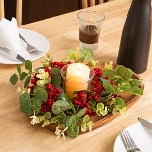 Christmas Decoration Supplies Candle Candlestick Wreath Tabletop Table Setting Props Ornaments Christmas Wreath Wholesale