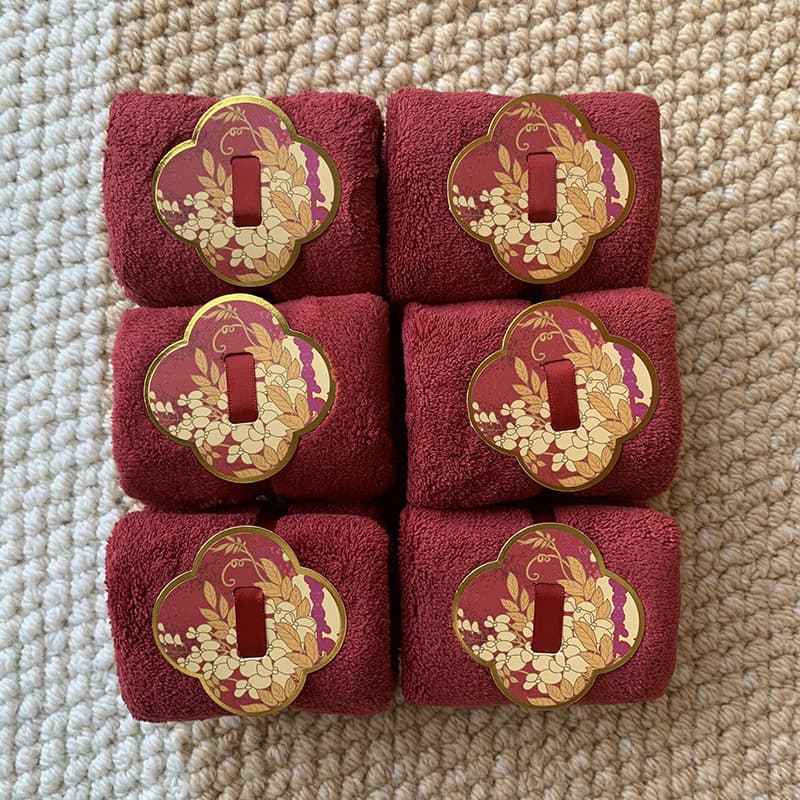 Wedding, birthday, festival, Chinese style gift box with small square handkerchiefs, including towels.