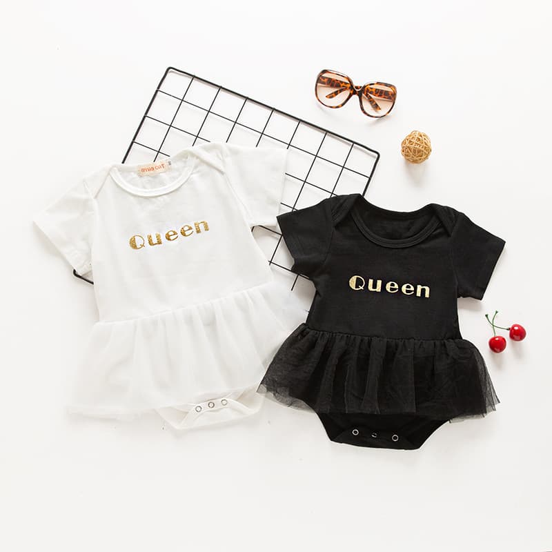 Baby Girl Romper QUEEN Tulle Dress Princess Tutu Bodysuit Triangle Diaper Cover
