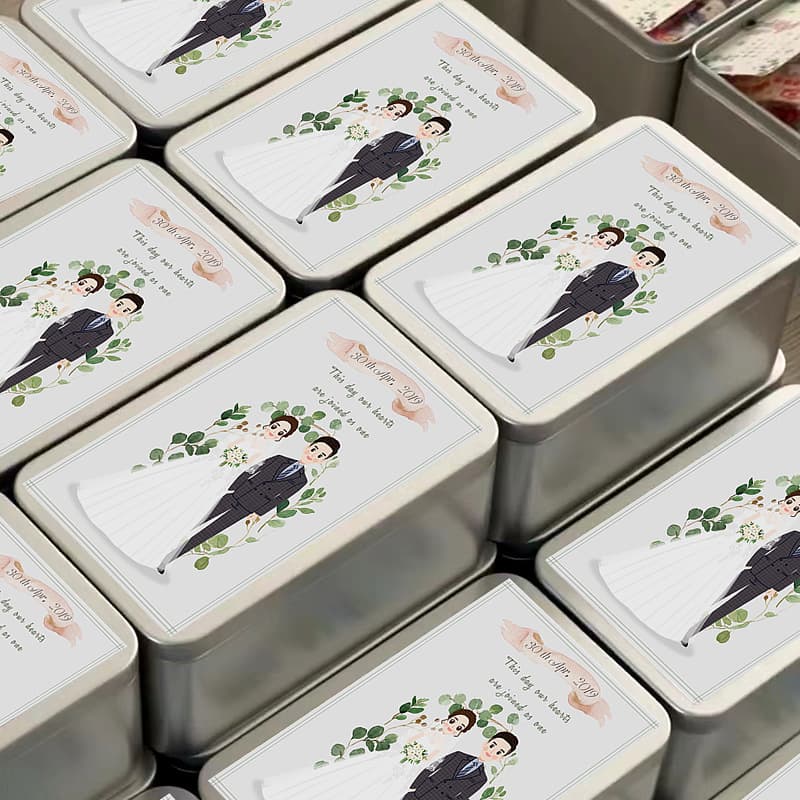 Square Wedding Candy Iron Boxes, Candy Jars, Tea Iron Cans, Cosmetic Tinplate Boxes, 100g Sealed Tea Cans