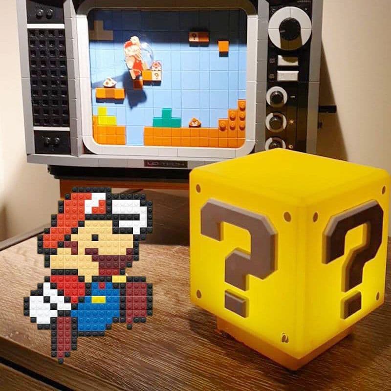 Super Mario LED Question Mark Lamp Creative Block Sound-Making Silent Room Decoration Bedside Ambient Light