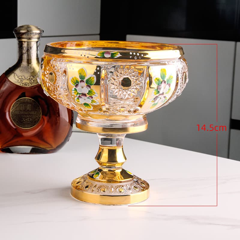 Wholesale Sugar Bowl Creative Gold Line Glass Sugar Jar with Lid High-Foot Square European-Style Household Fruit Plate Dried Fruit Box Candy