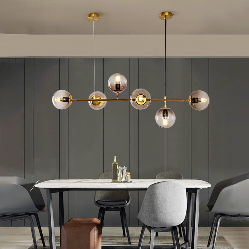 American postmodern creative bar lamp, Nordic restaurant lighting fixture, unique minimalist geometric straight line sphere magic bean pendant lamp