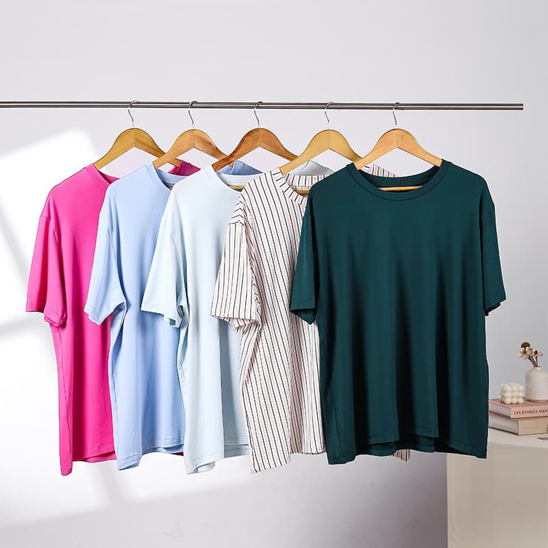 Summer Milky Thin Homewear, Simple Solid Color Outerwear, Women's Short-Sleeve T-Shirt, Crew Neck Export Pajama Wholesale
