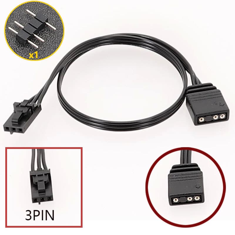 Corsair Aura Sync Cable, Corsair HDLL120 Fan Lighting Adapter Cable to Motherboard 5V 3-Pin