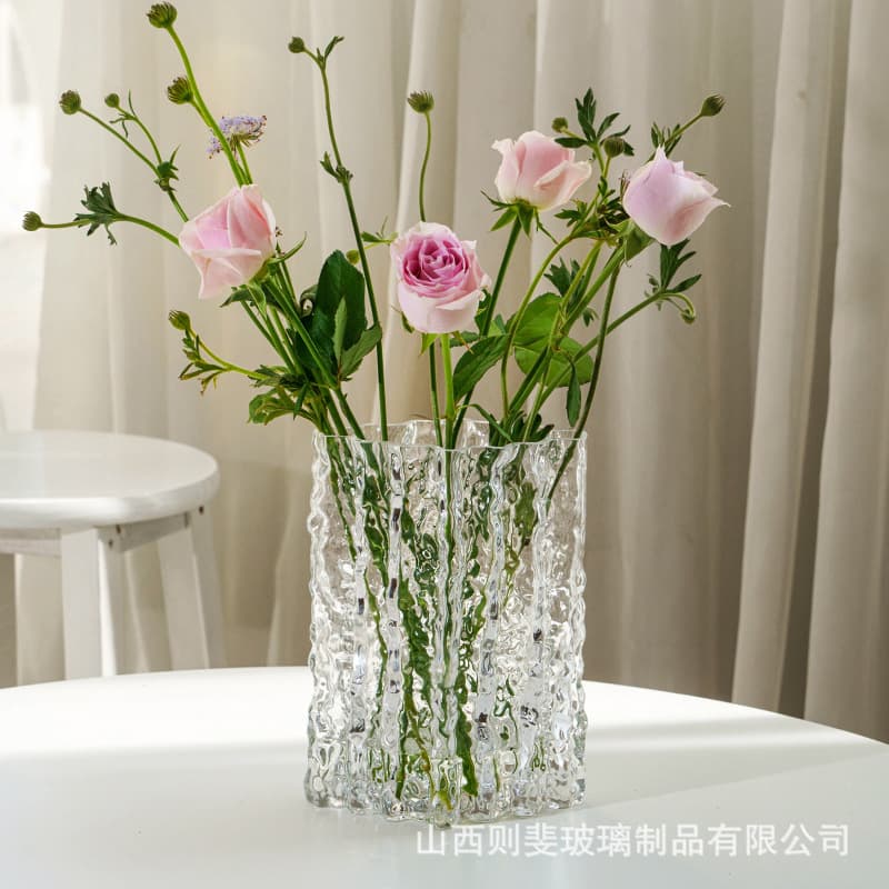 Ins-style handmade modern minimalist clear glass vase wholesale, creative flower arrangement decoration for living room