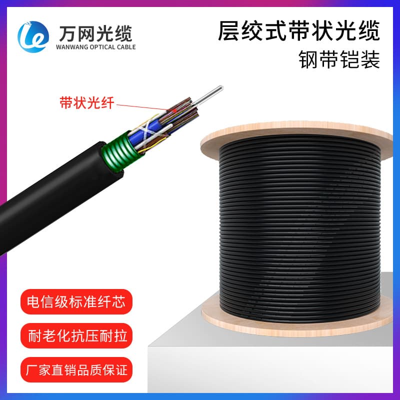 Supply Ribbon Stranded Loose Tube Outdoor GYDTS Optical Cable 24/48/72/96/144/288 Core Ribbon Fiber Optic Cable