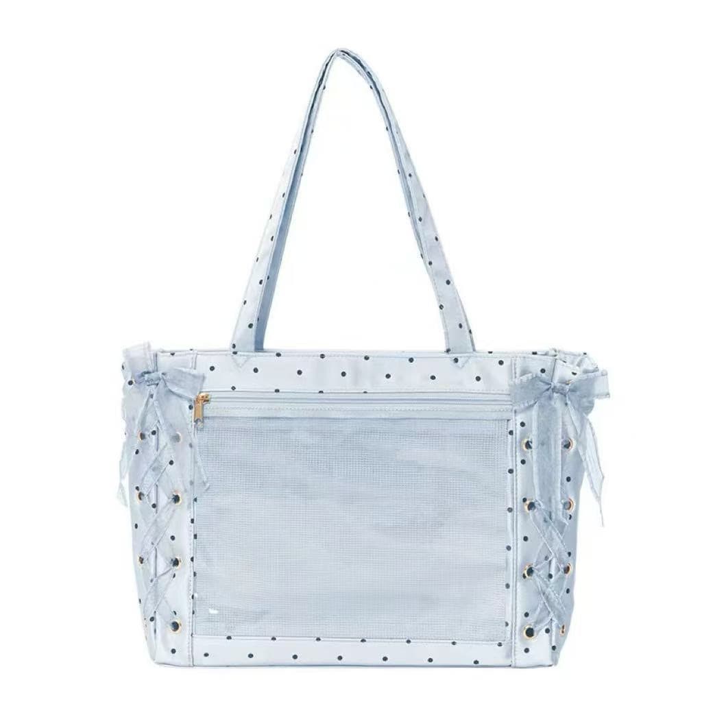 WEGO ribbon pain bag girl's hand bag casual large capacity two-dimensional satin polka dot cute silk emperor shoulder pain