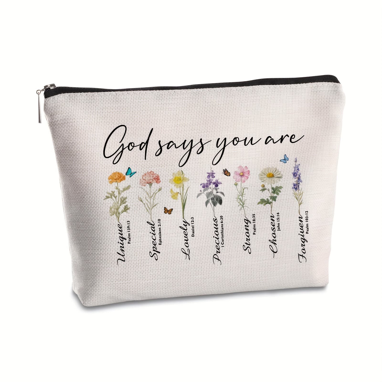 Inspirational Women's Cosmetic Bag - God Says You Are a Christian Gift, Women's Faith Travel Storage Bag