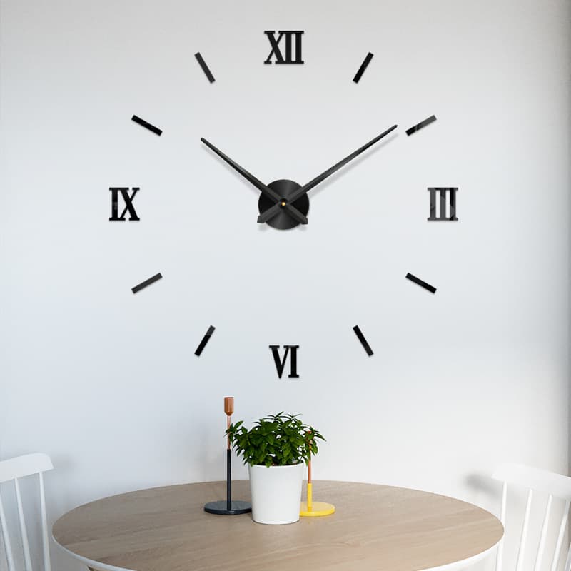 Cross-border Best-selling Creative Living Room Glow-in-the-Dark Wall Clock DIY Acrylic 3D Number Sticker Decorative Clock Silent