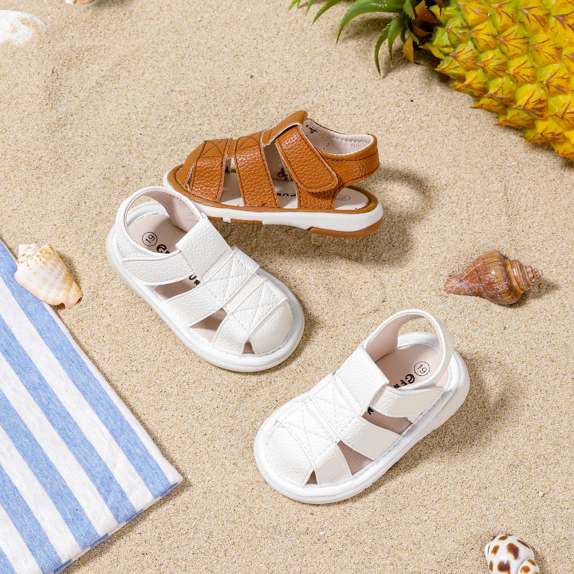 Wholesale Squeaky Shoes Roman Baby Sandals Spring Summer Boys Girls Toddler Shoes Non-slip Soft Sole Closed Toe Infant Walking Shoes Drop Shipping