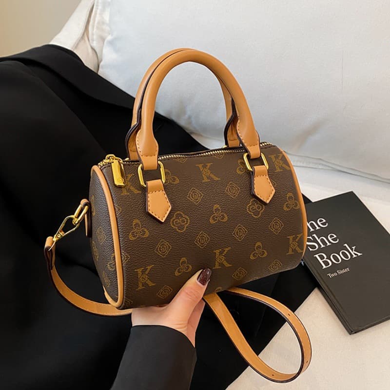 Premium Women's Bag 2025 New Style Versatile Vintage Monogram Crossbody Boston Bag Shoulder Bag