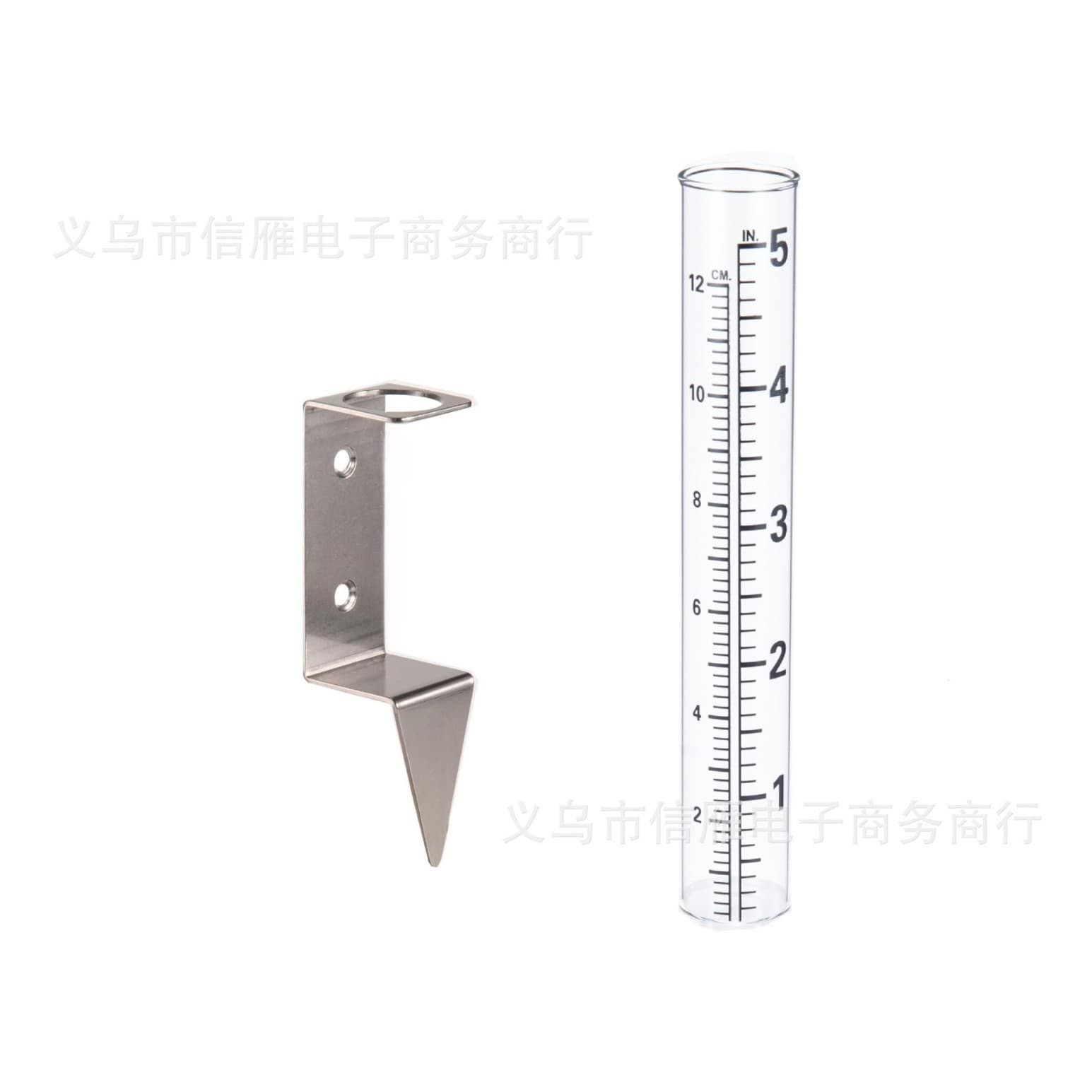 Rain Gauge Capacity Meter with Pole Mount, Stainless Steel Installation Frame for Yard and Garden Outdoor Use