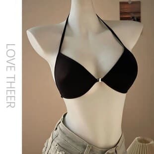 French Front-Clasp Cross Halter Backless Bra for Small Bust Teen Girls Thin Strap Wire-Free Seamless Bra Wholesale