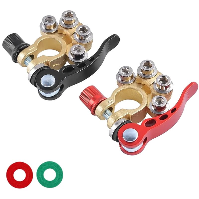 Heavy Duty Brass Multi-Hole Battery Terminals for Car Battery, Pure Copper Battery Clamp