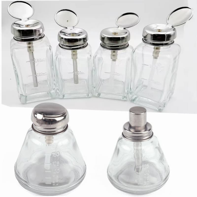 180ml Thickened Glass Alcohol Bottle, Press-Type Industrial Repair Copper Core Plate Washing Bottle, Solvent Bottle