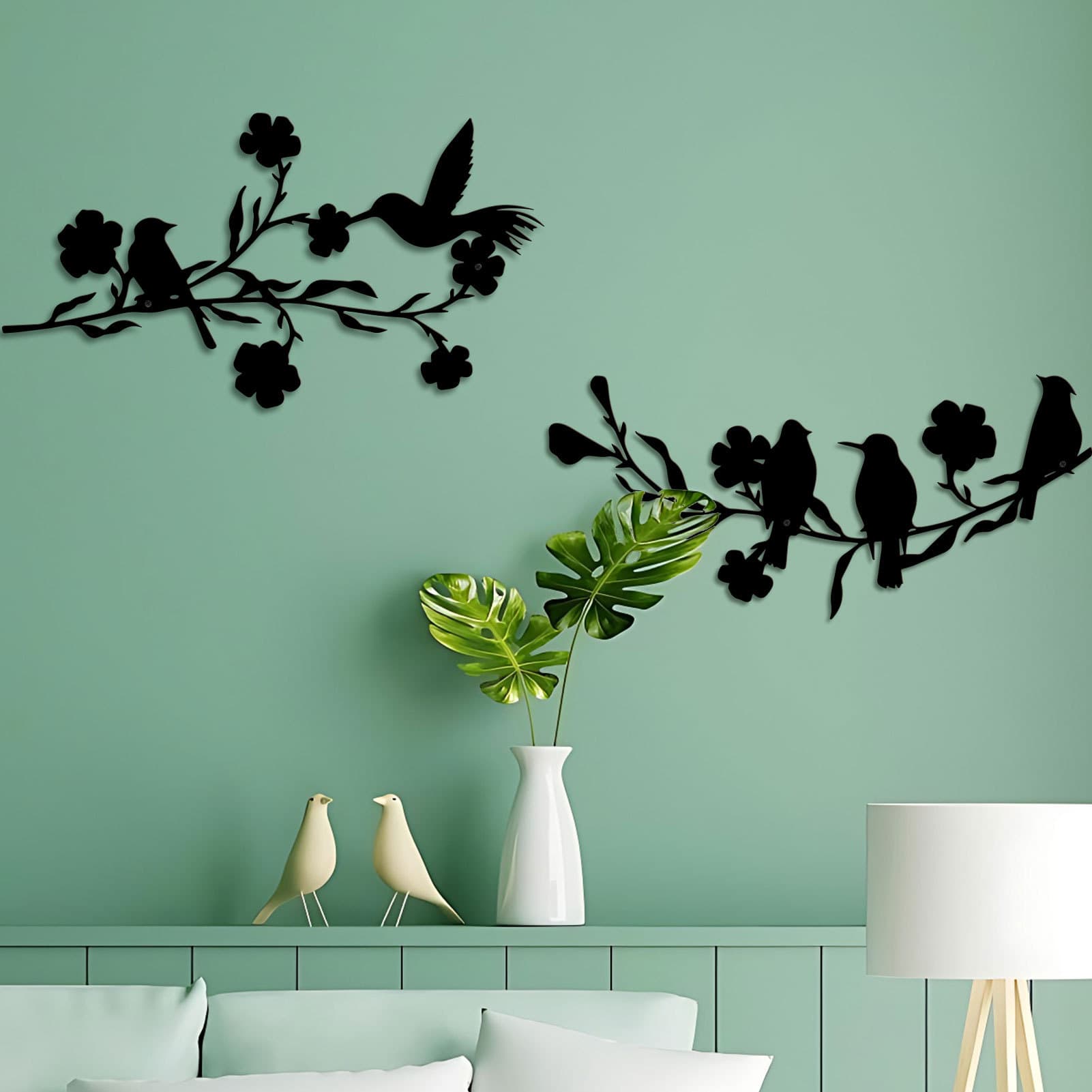 Amazon Metal Bird on Branch Wall Decor Iron Magpie Plum Wall Silhouette Wall Decor Art Sculpture