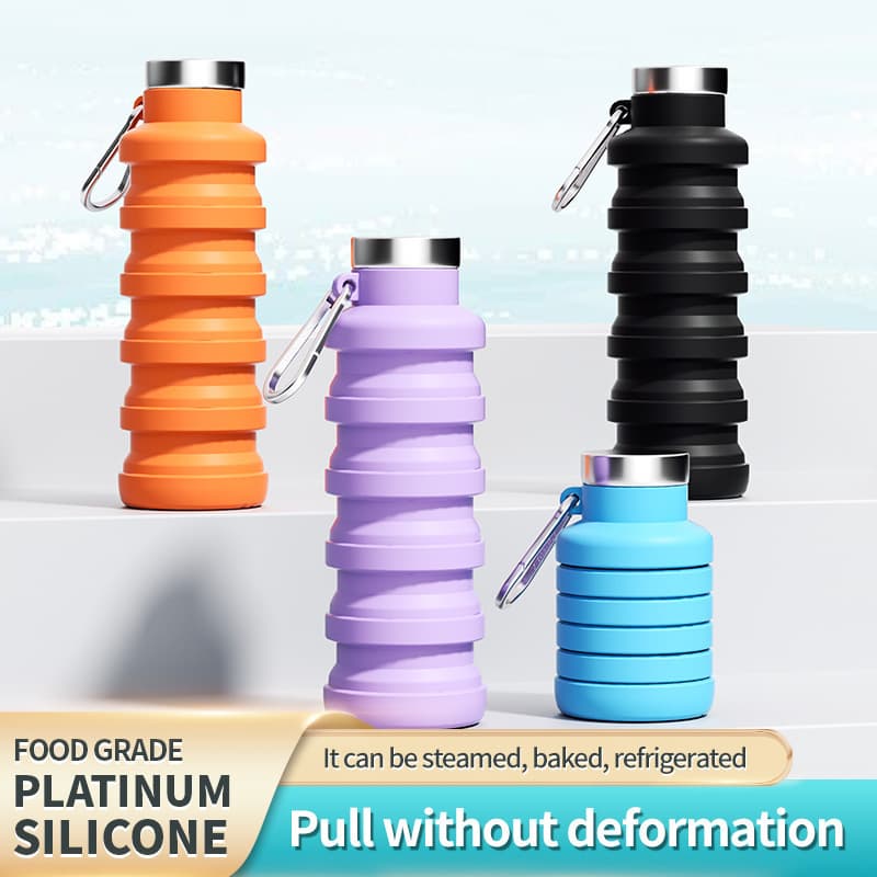 Creative Silicone Foldable Water Bottle for Running Fitness Portable Outdoor Sports Cup Travel Mug