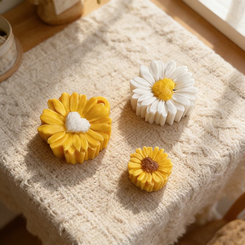 Hole Heart Daisy Aromatherapy Candle Silicone Mold DIY Daisy Gypsum Candle Flower Resin Drop Ornament Mold