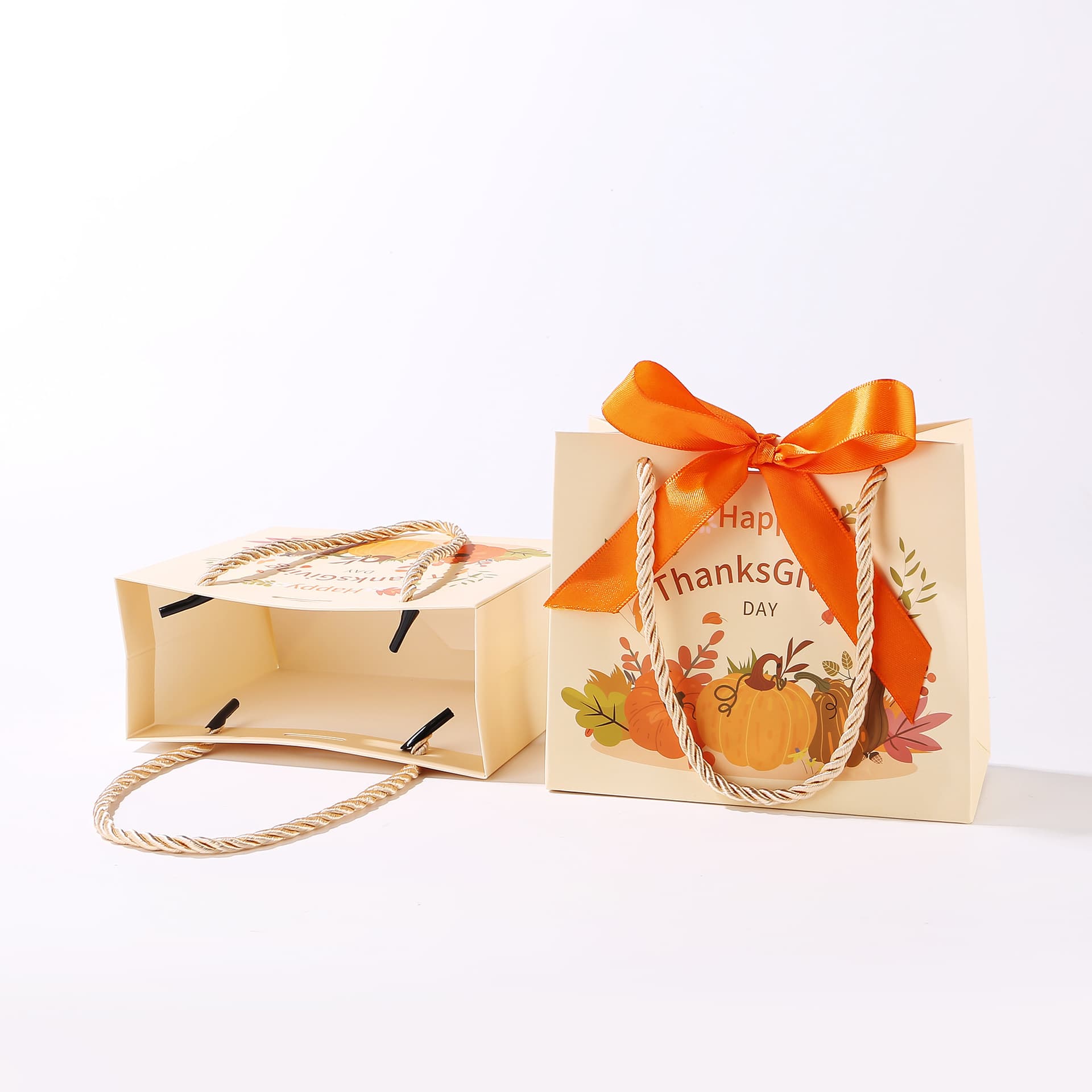 Beige Autumn Thanksgiving Pumpkin Festival Small Gift Packaging Bags Return Gift Paper Bags