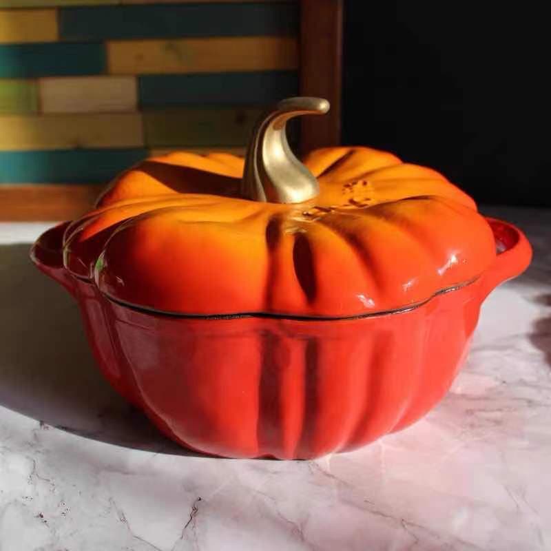Export clapotis small pumpkin pot 18CM wok enamel cast iron pot enamel pot small soup pot stew pot chemical-free