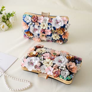 Wholesale New Evening Bag Handmade Flower Clutch Party Women's Handbag Evening Dress Bag Beaded Embroidery Purse