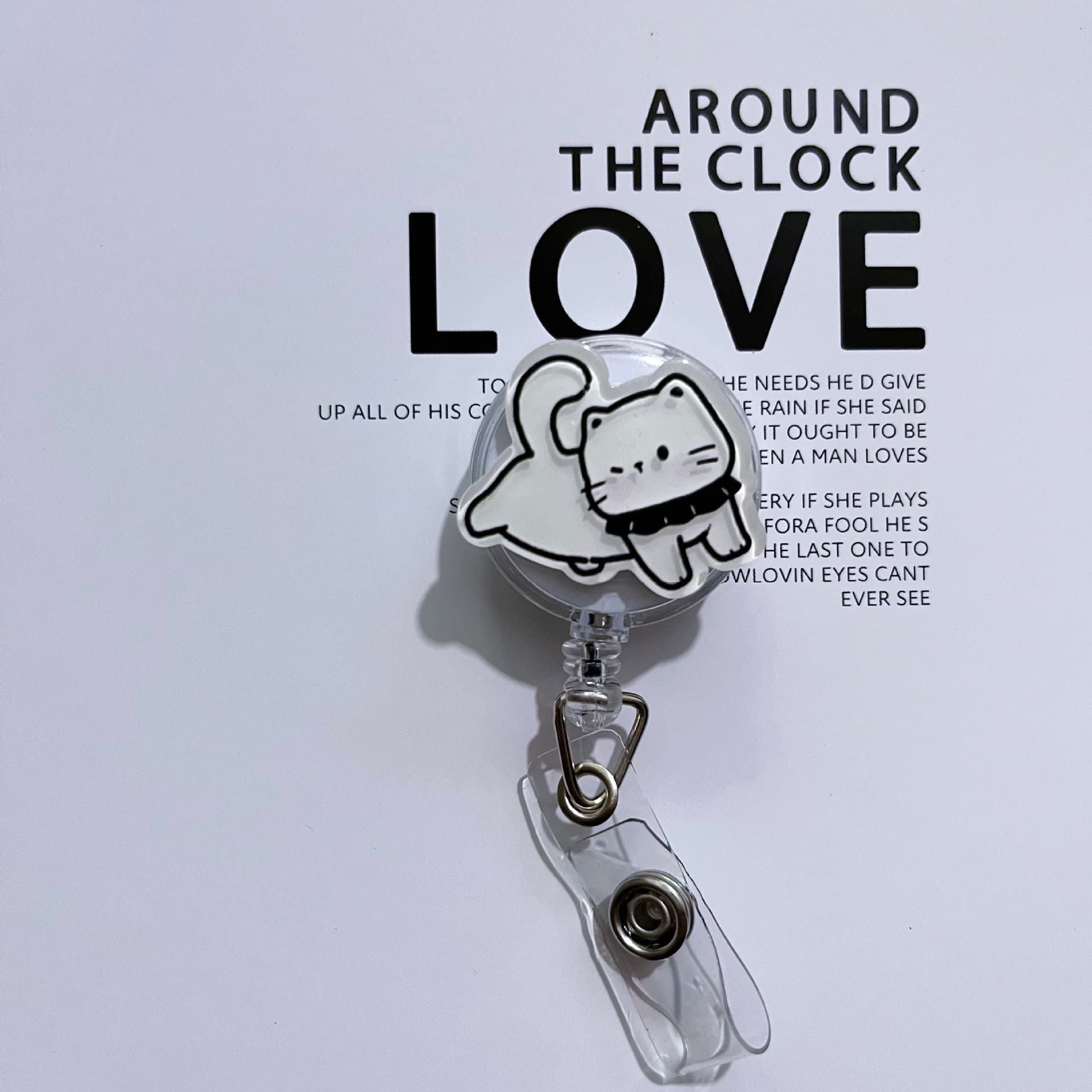 Cute Cartoon Acrylic Retractable Badge Reel for Nurses and Students, Ins Style Creative ID Card Holder