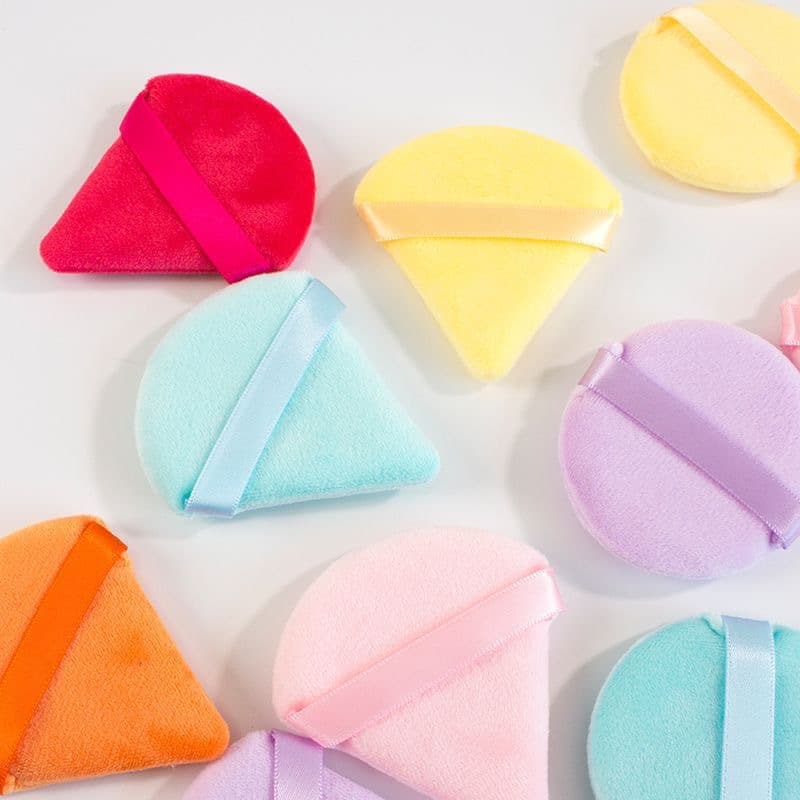 Beauty Triangle Sponge Velvet Fan Shape Powder Puff Setting Powder Wholesale Loose Powder Foundation Puff Makeup