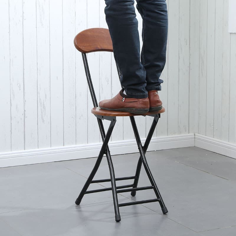 Portable Folding Dorm Chair, Home Dining Chair with Backrest, Outdoor Balcony High Stool, Adult Thickened Desk Chair