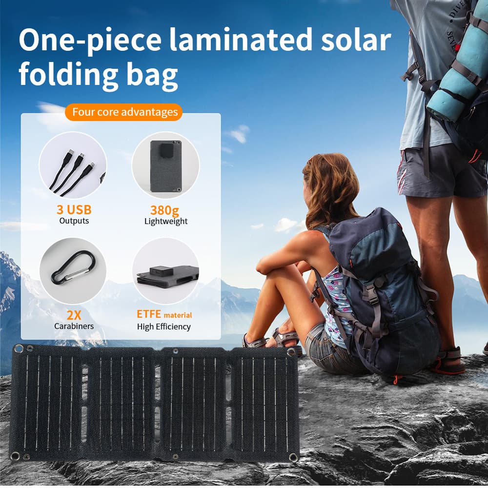 10W Solar Panel Foldable Bag ETFE High-Efficiency Power Bank for Outdoor Portable Photovoltaic Charging