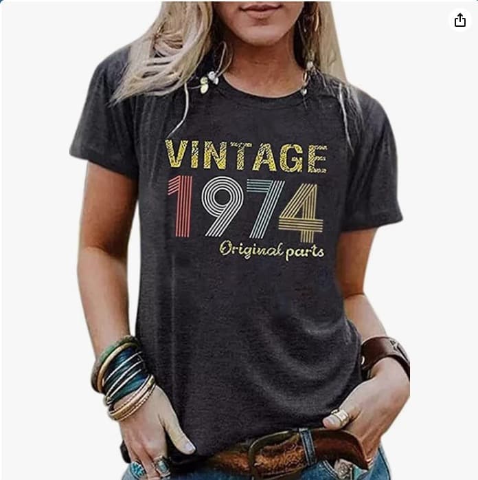 New 1974 Printed Color Cotton Women's T-Shirt for Cross-Border E-commerce Independent Station Amazon
