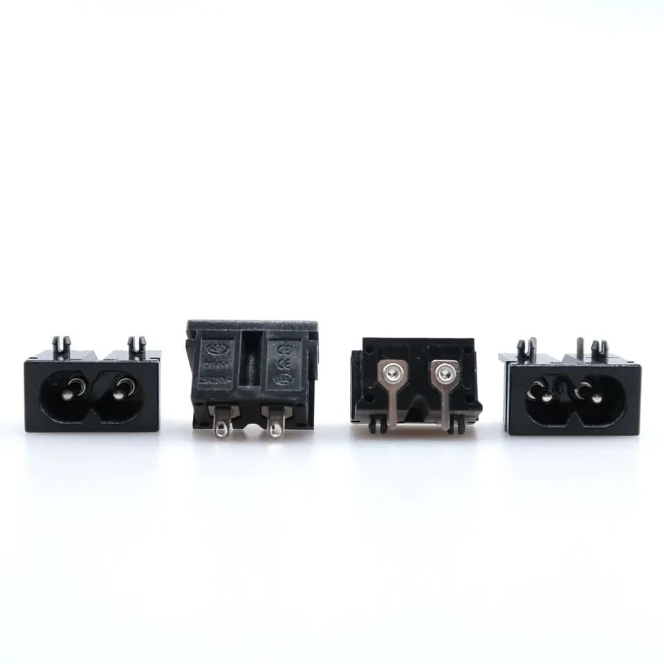 AC-019 Type AC Power Socket, Inverted Pi-Shaped with Switch AC Socket Figure-8 Hole Socket Solid Pins