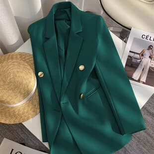 Women's Blazer Jacket 2026 Spring Autumn New Fashion Korean Style Loose Fit Casual School Blazer Top