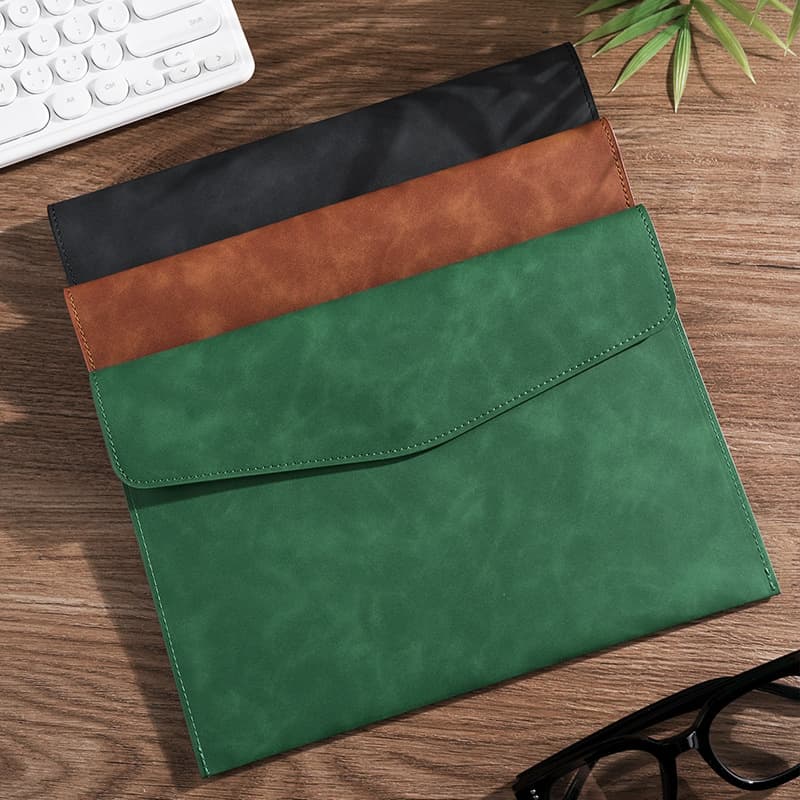 A4 Leather Document Bag Thickened Business File Pouch Contract Envelope A5 Storage Bag Large Capacity Custom Logo Wholesale