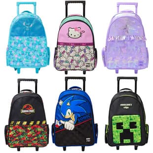 Australian Smiggle Trolley Backpack Large Capacity Cartoon Flashing Wheels School Bag for Primary and Secondary Students
