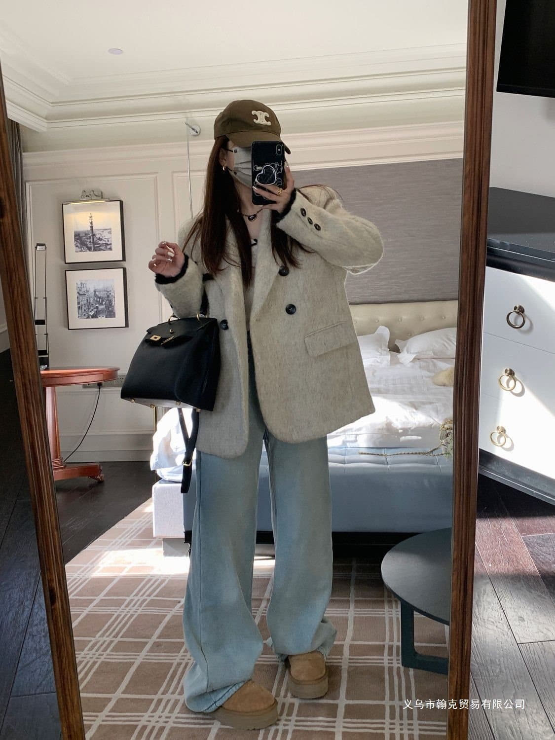 Retro Hong Kong Style Quilted Thick Wool Blazer for Women, 2024 Autumn Winter Petite Elegant Warm Wool Coat