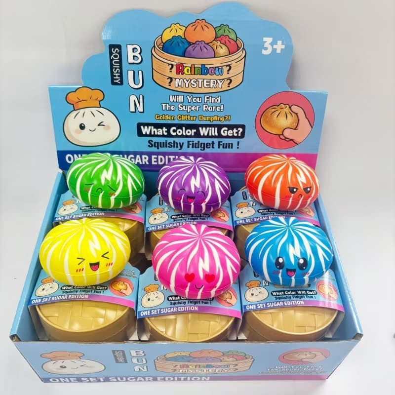 Custom Stress Relief Bun Set Box, Squeeze Toy Color Box Display Case, Slow Rebound Decompression Bun Corrugated Toy Box Customization