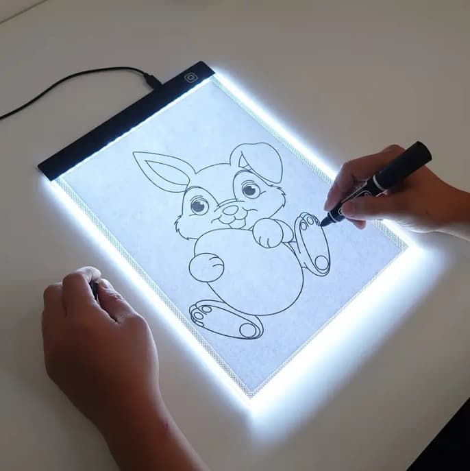 Light Tracing Drawing Board, Copying Projection Drawing Tool for Kids, Adjustable Brightness LED Light Pad, USB Powered