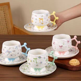 Bow Floral Cup and Saucer Set