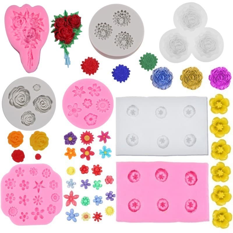 DIY Flower Fondant Baking Decoration Mold - Daisy, Sunflower, Rose Fondant Chocolate Silicone Mold