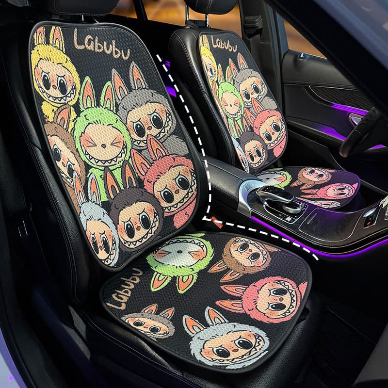 Trendy Labubu Comfort Car Seat Cushion, Headrest & Neck Pillow, All-Season Auto Accessories