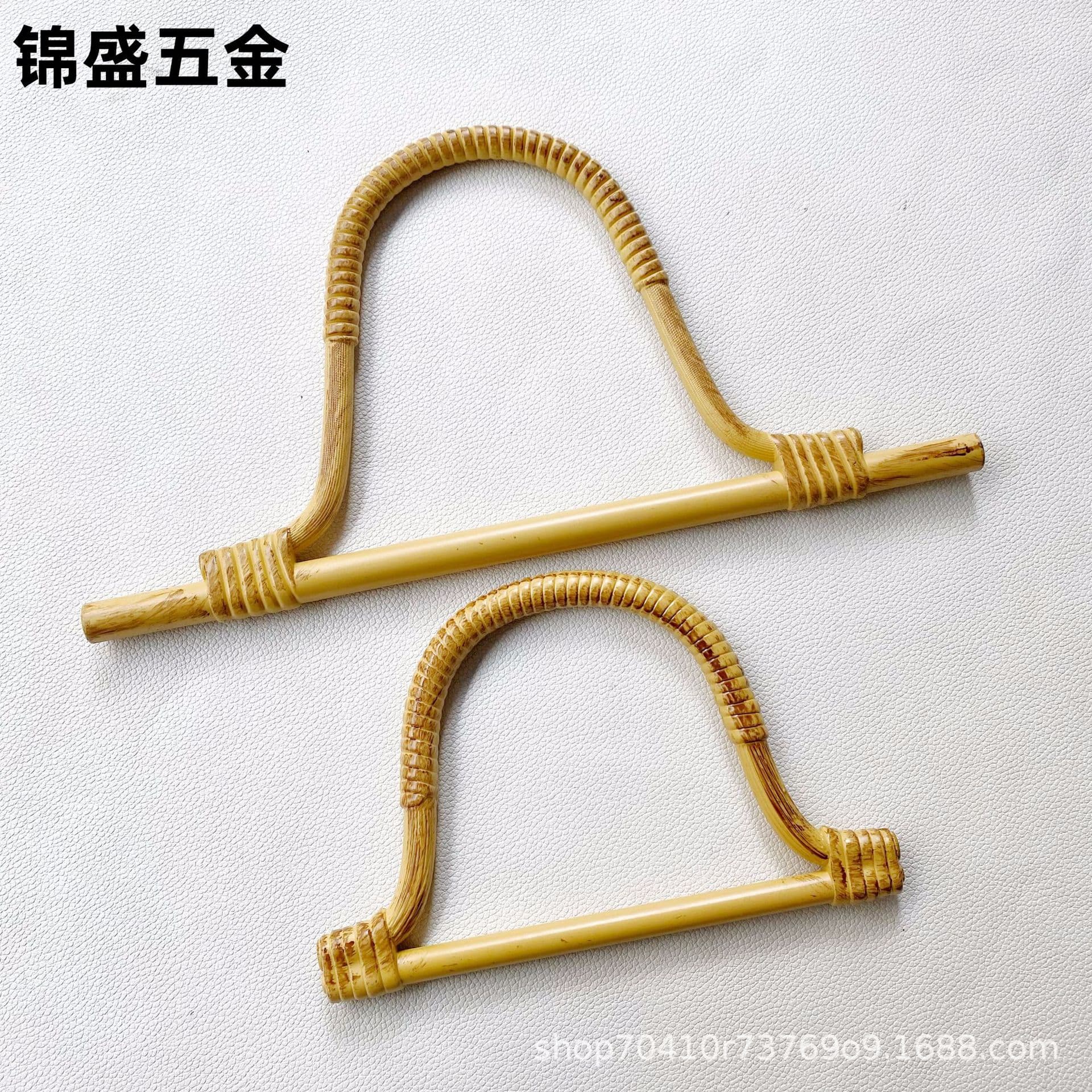 Plastic imitation characteristic large-capacity cloth bag handle, rattan woven luggage bamboo handle handle accessories, rattan handle