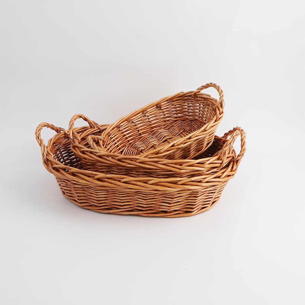 Handwoven Willow Storage Basket for Kitchen Ginger and Garlic, Round Desktop Storage Basket for Eggs and Sundries, Household Woven Basket