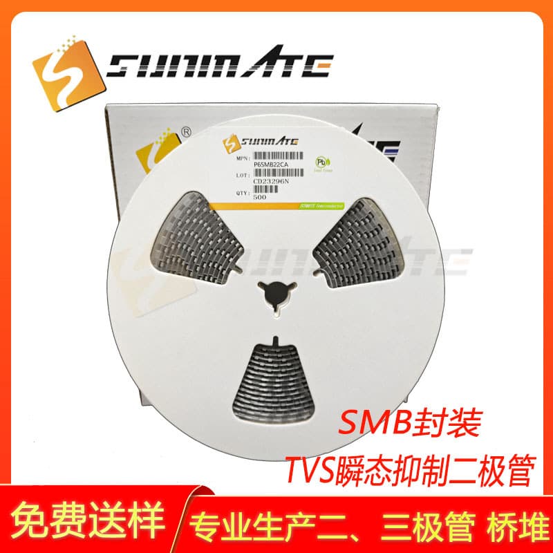 TVS transient voltage suppressor diodes P6SMB22CA, P6SMB24CA, and P6SMB27CA are bidirectional 600W power diodes.