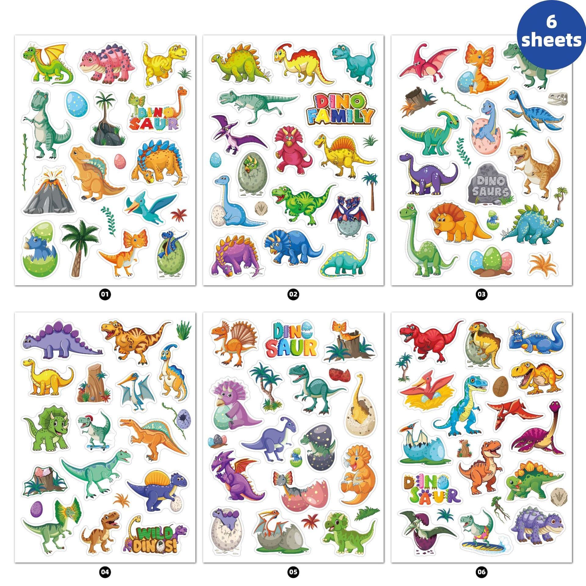 Cross-border Cartoon Dinosaur Stickers for Children Toys, Hand Account Stationery, Cup Decoration Stickers, Hot-selling Kids Gift Stickers